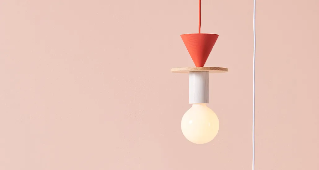 Junit record pendant lamp is a contemporary pendant LED lamp wth wood holder suitable for hospitality, residential and contract settings