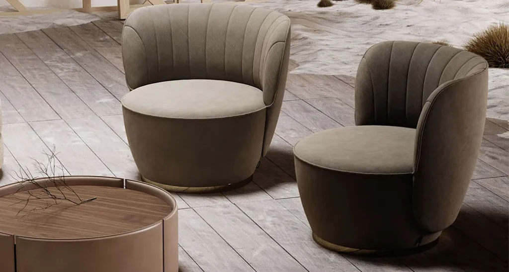 Pearl armchair is a contemporary upholstered armchair suitable for hospitality, contract and residential projects
