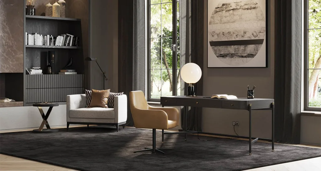 Robson chair is a contemporary upholstered dining chair with metal base suitable for hospitality settings