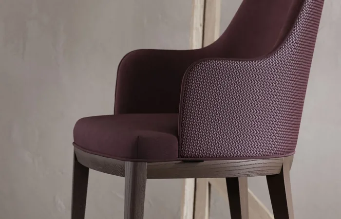 Anna dining armchair with wood base ls1