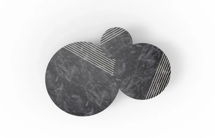 Groove table nero marquina marble