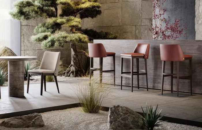 Louise counter chair Desna Scarlet & Fume Stained Ash lifeshot image 2