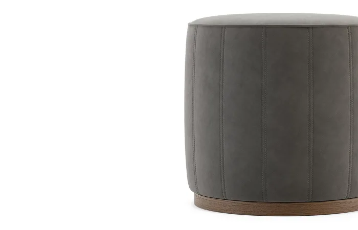 Low pouf Tarn 11 fabric with Walnut Stained Ash base 1