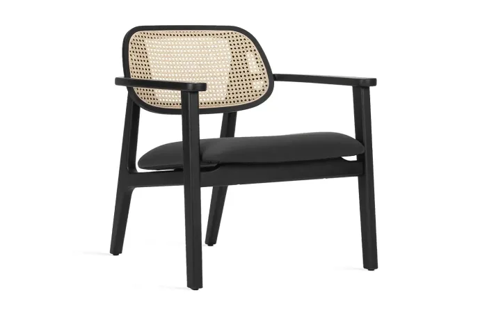 titus lounge chair black oak side view