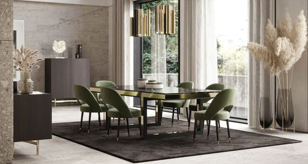Amour dining chair by Laskasas is a contemporary upholstered dining chair suitable for hospitality, contract and residential settings