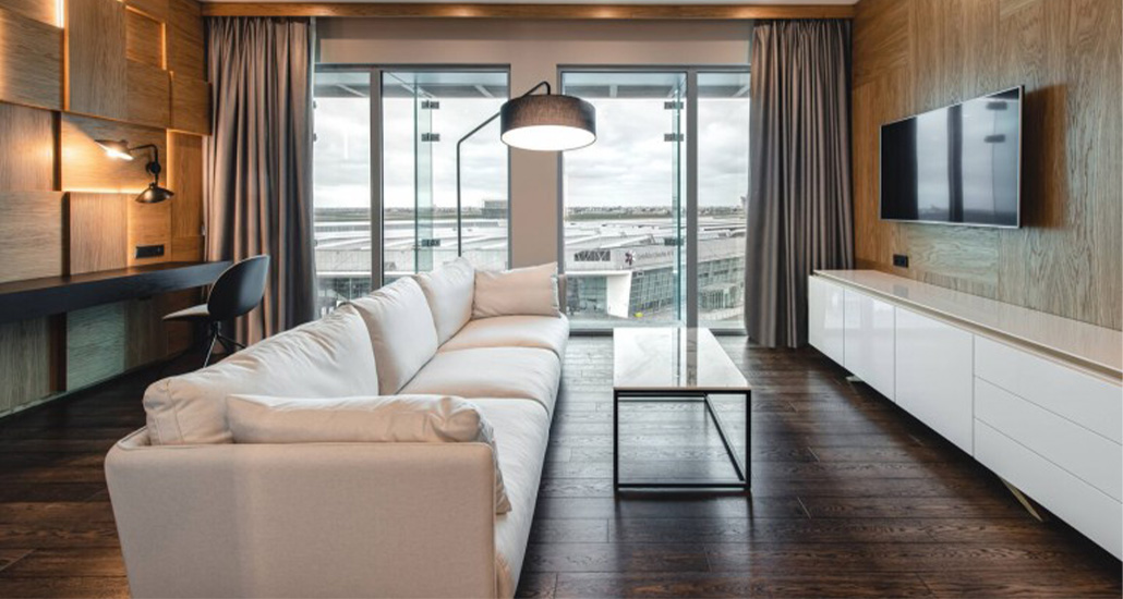 Angelica floor lamp is a contemporary floor lamp with aluminium frame and fabric lampshade suitable for hospitality, residential and contract projects