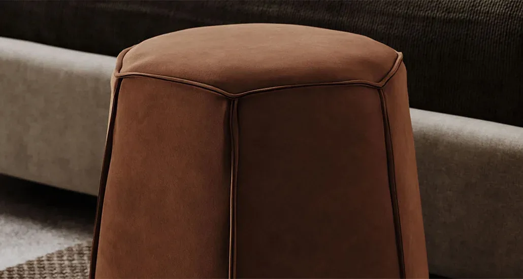 Angles pouf is a contemporary upholstered pouf suitable for hospitality and residential projects