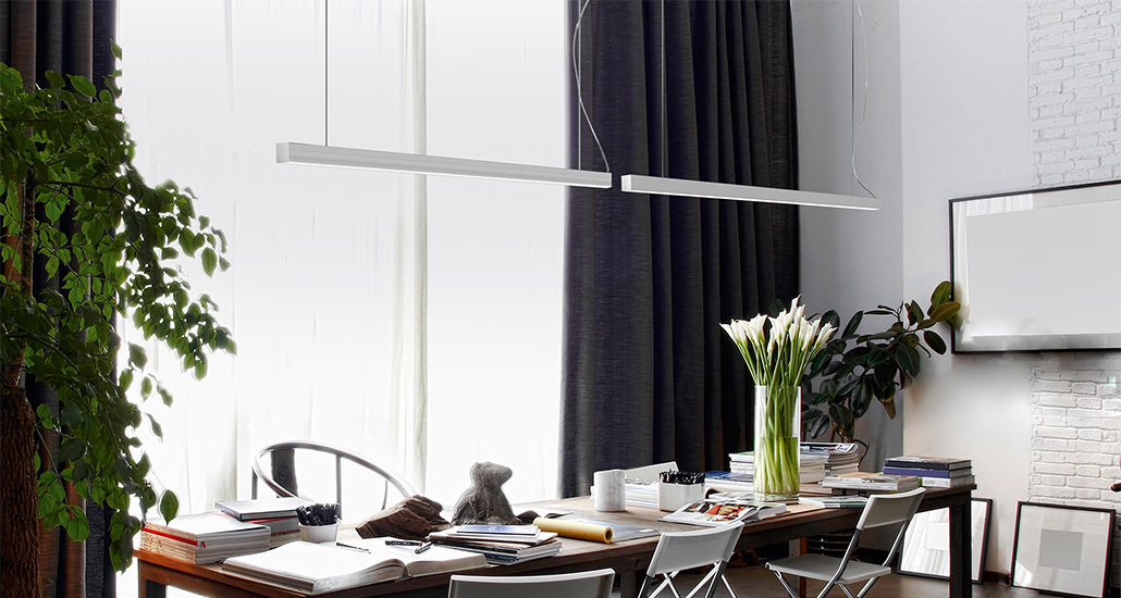 Brooklyn Line Suspension Lamp is a contemporary LED suspension lamp made of aluminium frame suitable for hospitality and contract spaces
