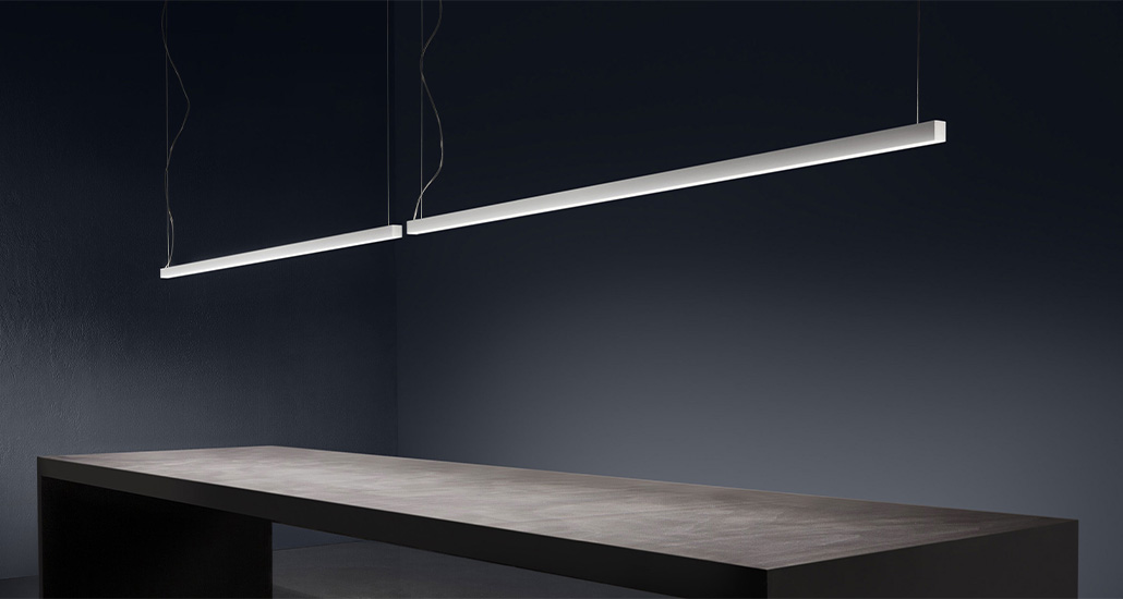 Brooklyn Line Suspension Lamp is a contemporary LED suspension lamp made of aluminium frame suitable for  hospitality and contract spaces