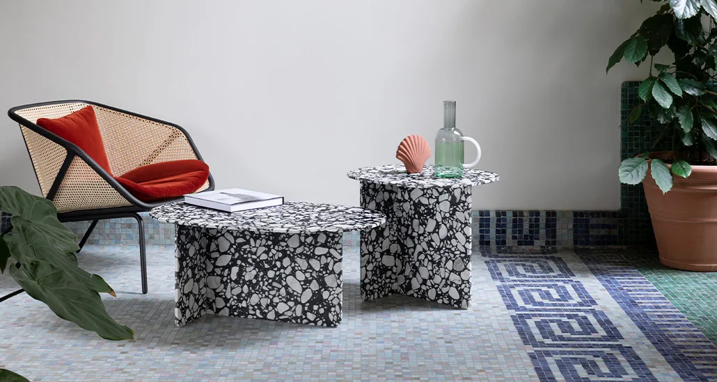 Chap coffee table is a contemporary coffee table that comes in glass and ceramic finished and is suitable for hospitality and residential settings