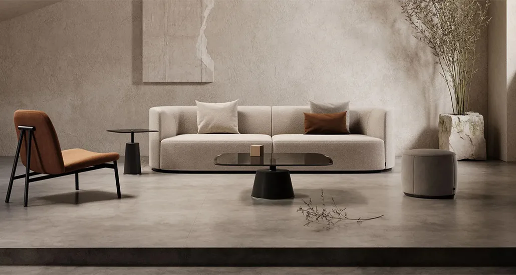 Chloe Sofa is a contemporary upholstered sofa with steel base and is suitable for contract and hospitality projects