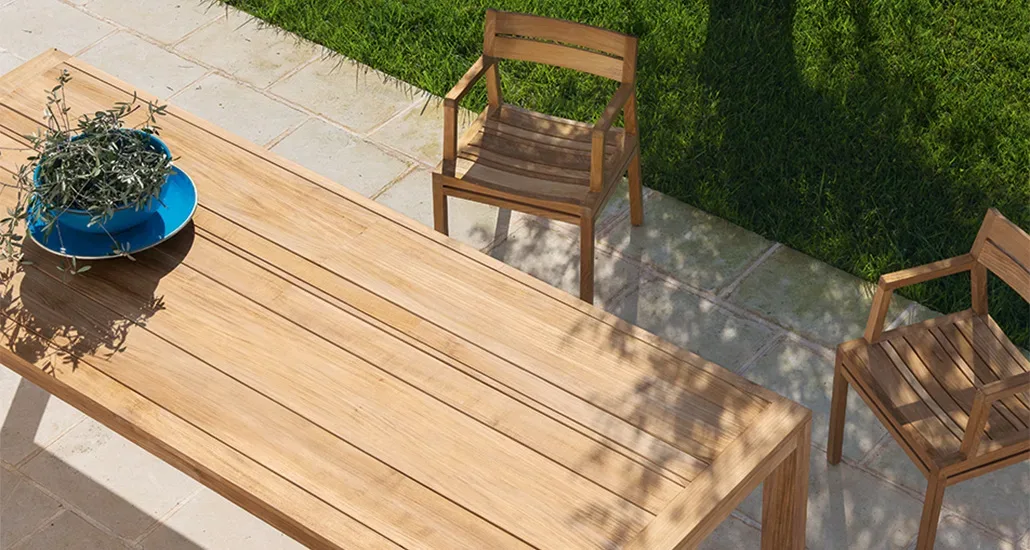 Costes Dining Chair is a contemporary outdoor dining chair with teak structure and is suitable for hospitality and contract projects