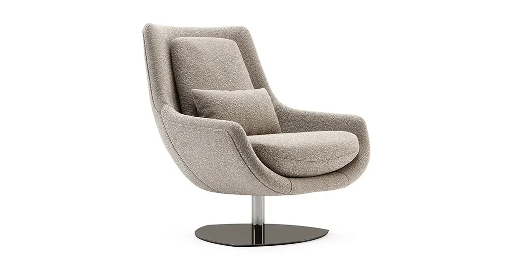 elba armchair is a contemporary upholstered armchair with leather and velvet upholstered and steel bas. elba is suitable for hospitality and contract projects.