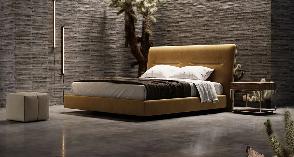 Helen Bed is a contemporary double bed with upholstered headboard and is suitable for hospitality and contract projects