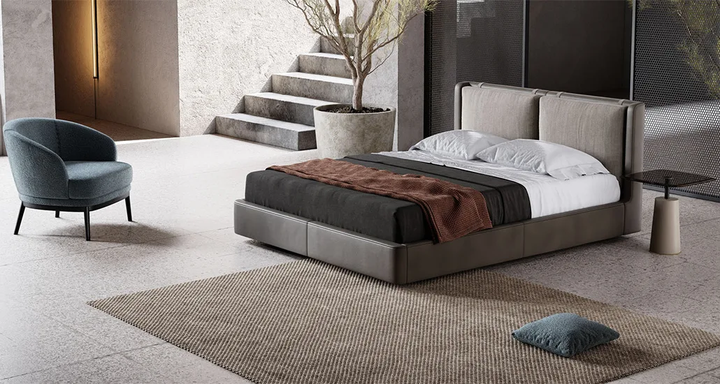 Kelsi bed is a contemporary upholstered bed suitable for hospitality and contract projects