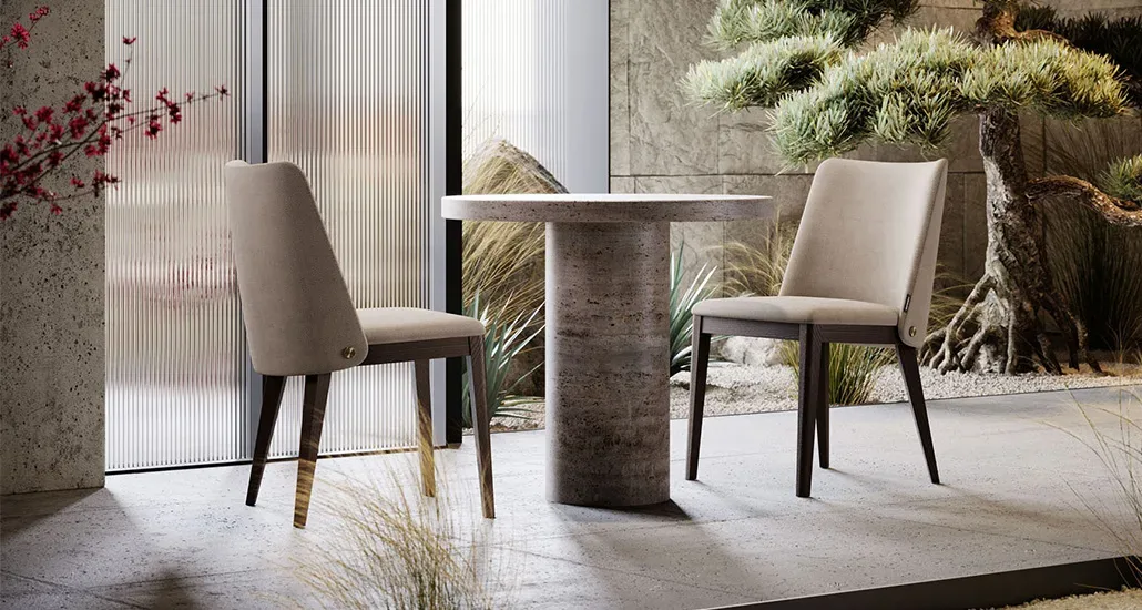 louise chair is a contemporary upholstered dining chair with wooden legs suitable for hospitality and contract projects