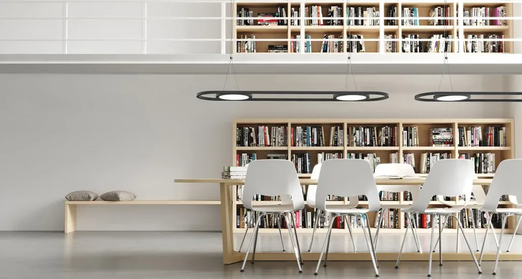 nucleo pendant lamp by modo luce in reading area