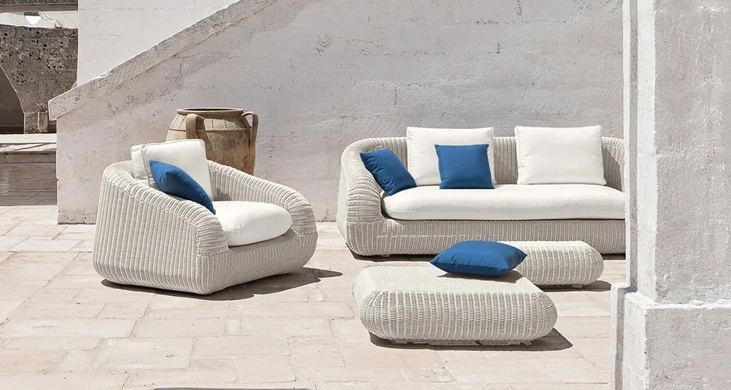 phorma armchair is a contemporary outdoor wicker armchair suitable for hospitality and contract requirements