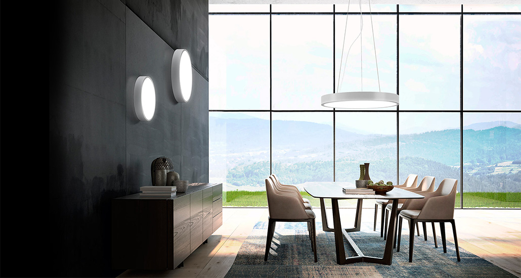 Planet ring suspension lamp is a contemporary LED suspension lamp for hospitality, retail and office projects or spaces