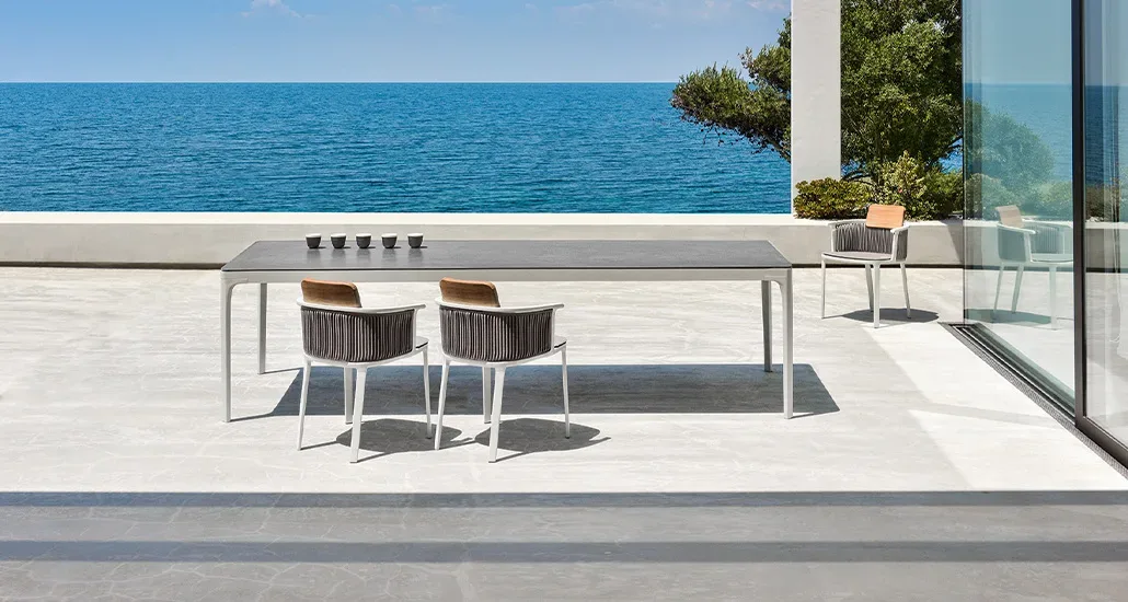 play rectangular table on a sunny deck by the sea