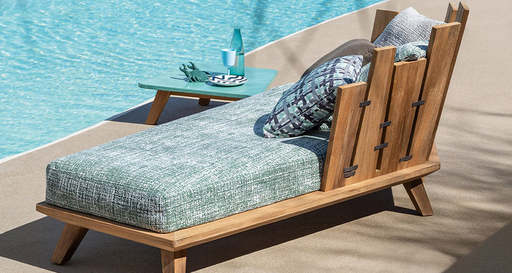 Rafael lounge bed is a contemporary outdoor lounge bed made of teak frame and is suitable for hospitality and contract projects