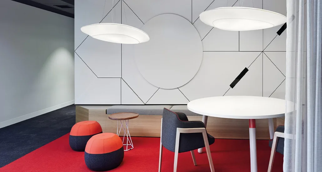 Ring pendant contemporary LED dimmable with lycra lampshade by Modo Luce