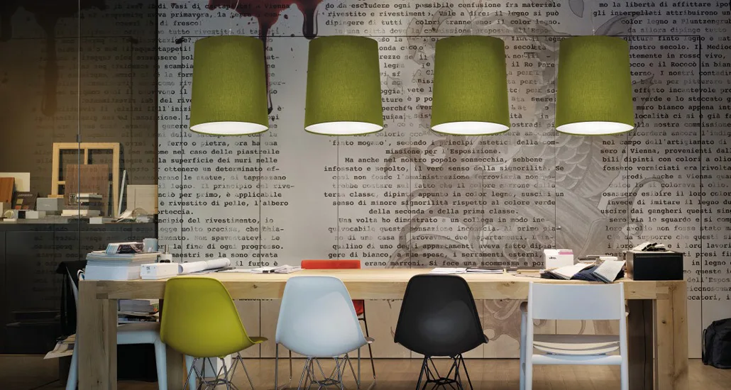 romeo pendant lamp is a contemporary fabric pendant suitable for hospitality and residential spaces