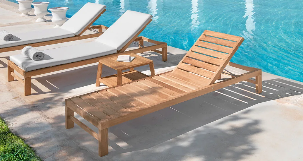 Sand Sunbed, teak outdoor furniture by Ethimo