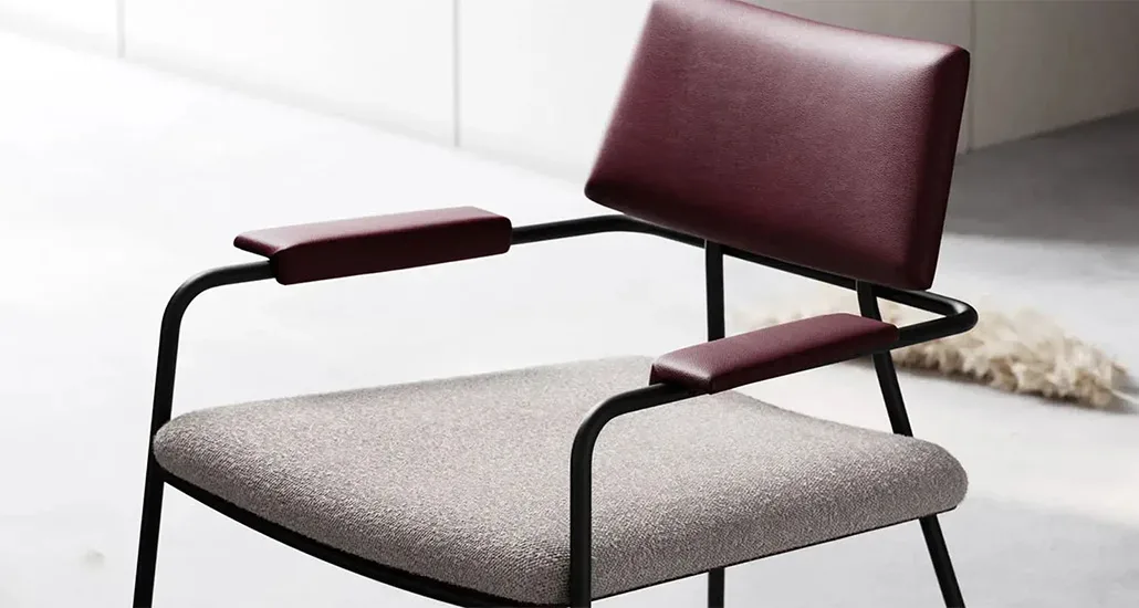 Stranger armchair is a contemporary lounge chair made of steel and upholstery and is suitable for hospitality and contract projects