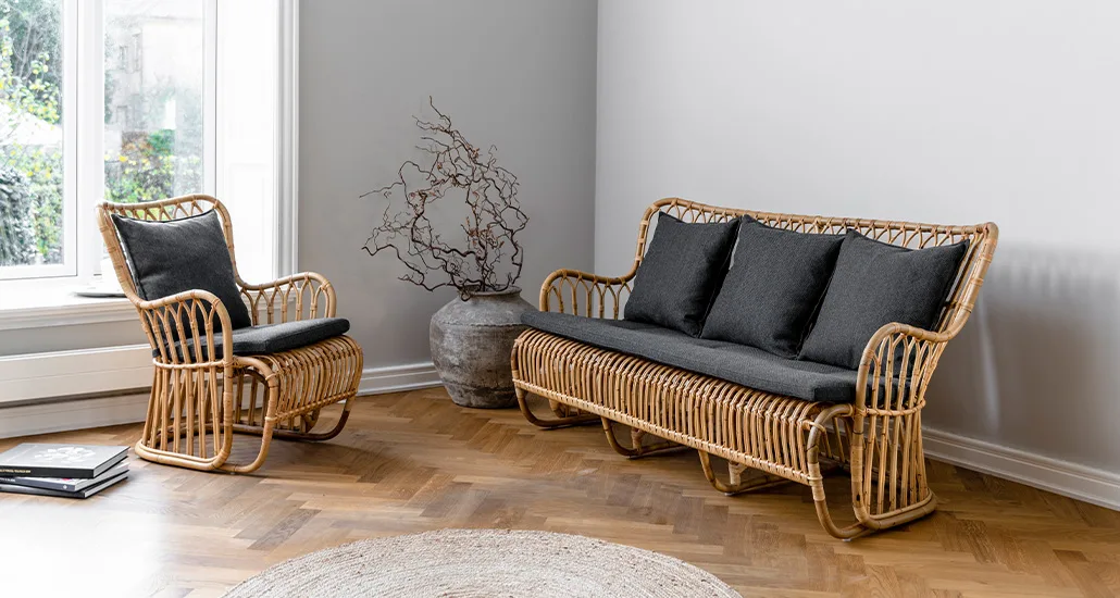 Tulip sofa by sika design is a contemporary rattan sustainable sofa suitable for hospitality and residential spaces