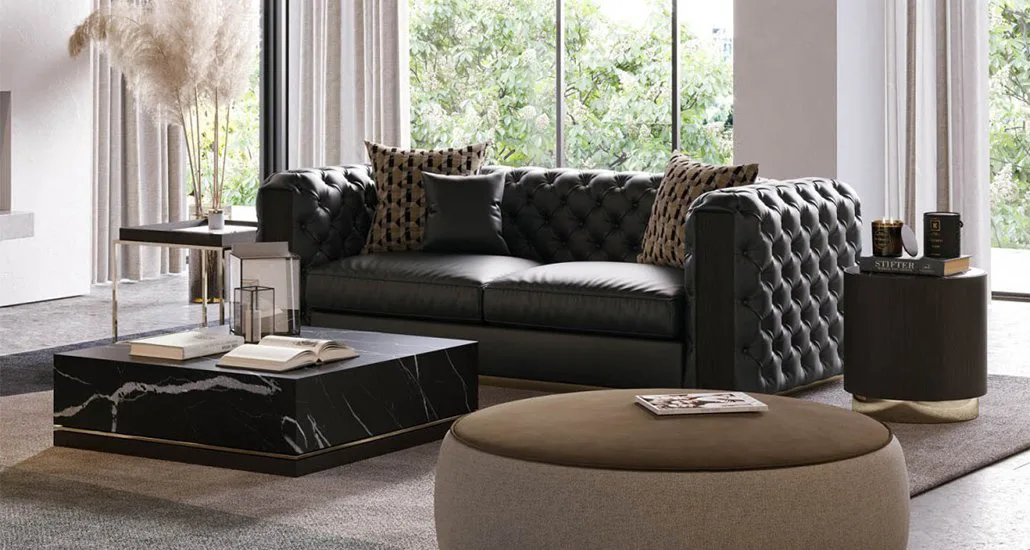 Jean sofa with contemporary upholstered sofa made of wood and is suitable for contract and hospitality spaces.