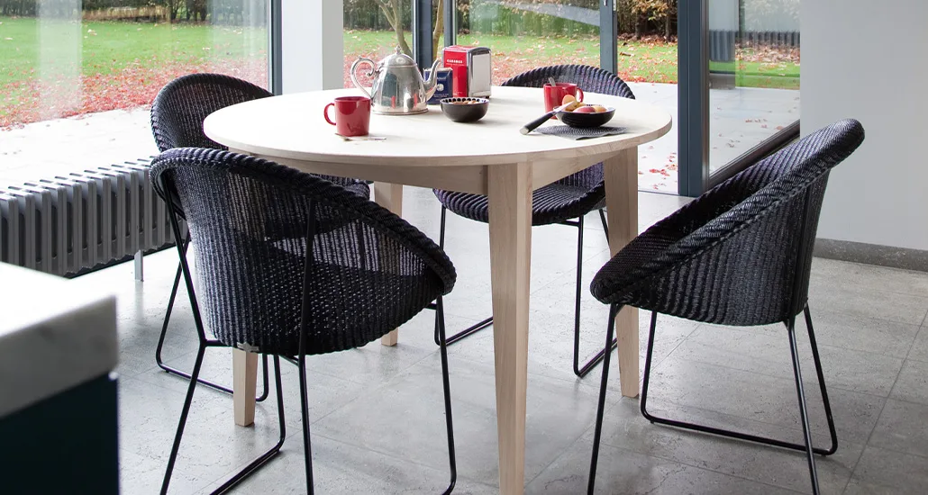 Joe dining chair sled base is a llyod loom dining chair with aluminium frame and steel base and is suitable for contract and hospitality projects