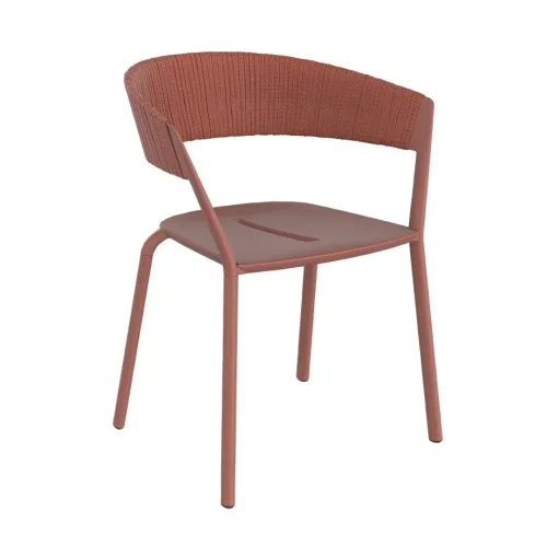 ria dining armchair with woven rope terracotta