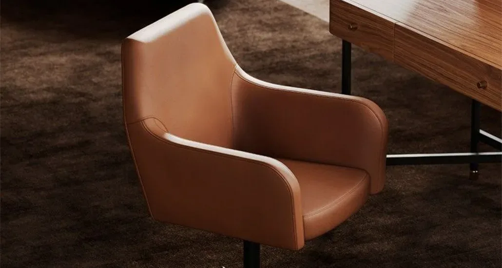 robson chair is a contemporary swivel chair upholstered with leather or fabric and is suitable for contract, office projects