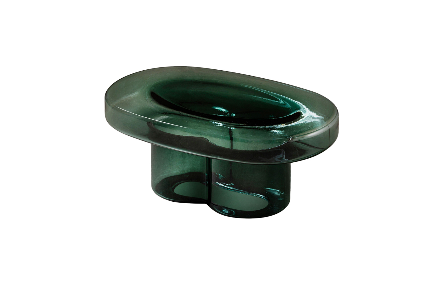 soda oval coffee table petrol green blown glass