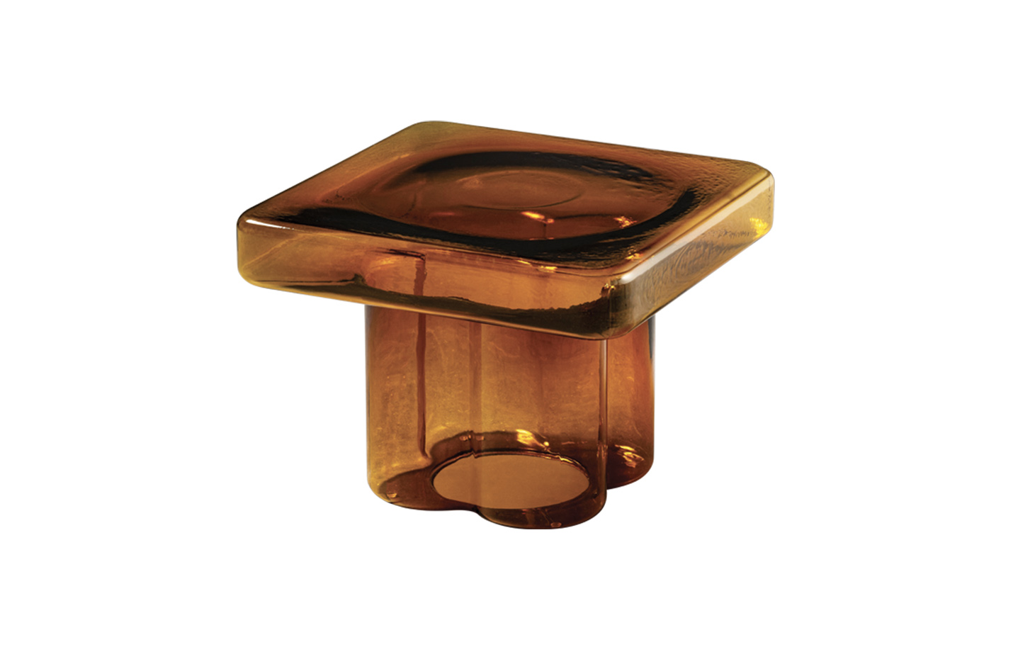 soda square coffee table amber blown glass
