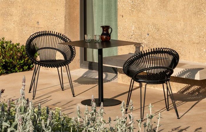 the roxy dining chair is ideal for balcony, patio or garden spaces