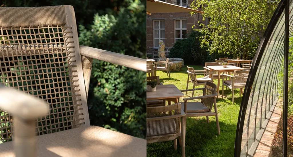 David dining armchair is a contemporary outdoor dining armchair and teak and is suitable for hospitality and contract projects.