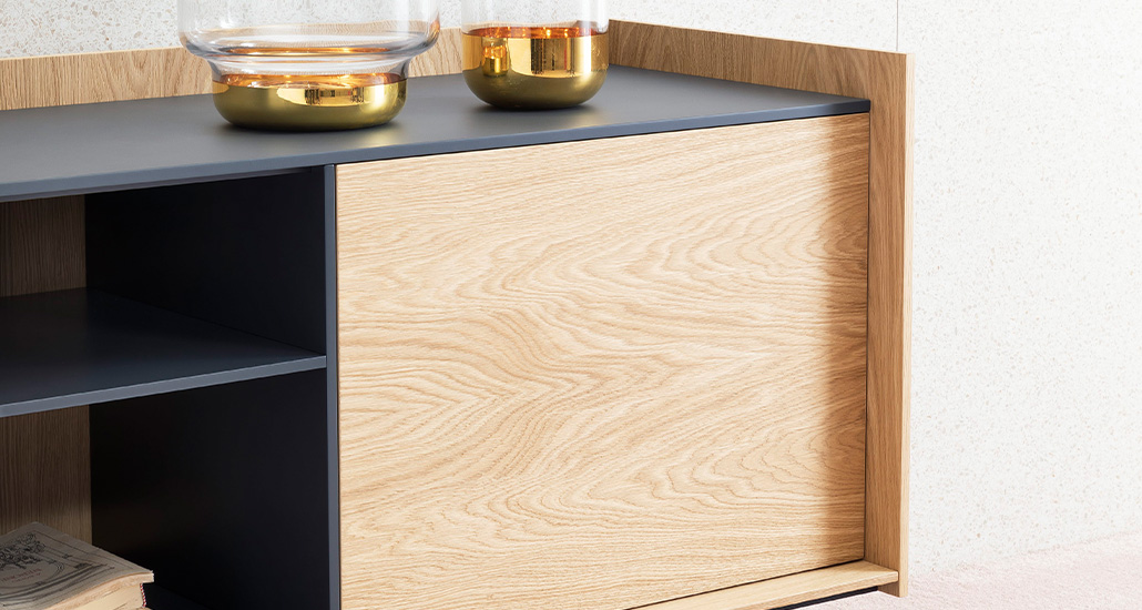 Edge cabinet is a contemporary cabinet or sideboard made of oak wood and is suitable for hospitality and residential projects.
