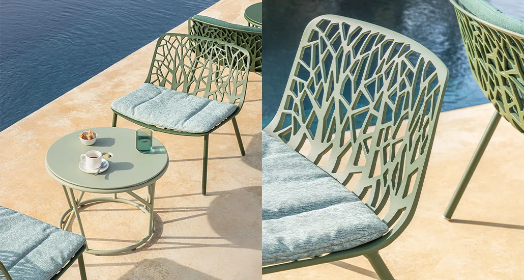 Forest lounge armchair is a contemporary outdoor lounge armchair with aluminium frame and is suitable for hospitality and contract projects.