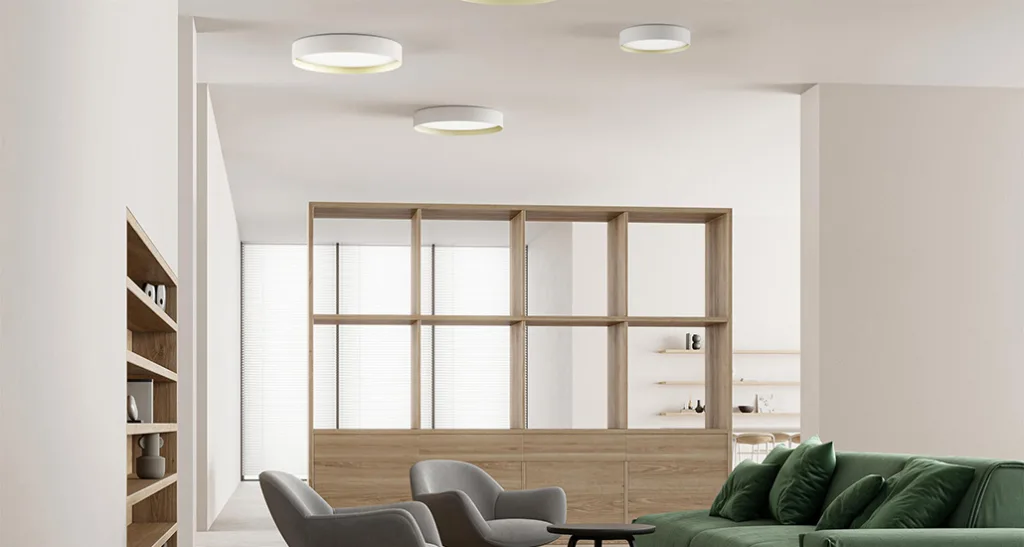 ginevra ceiling light is a contemporary led ceiling light with aluminium frame and is suitable for hospitality and office spaces.