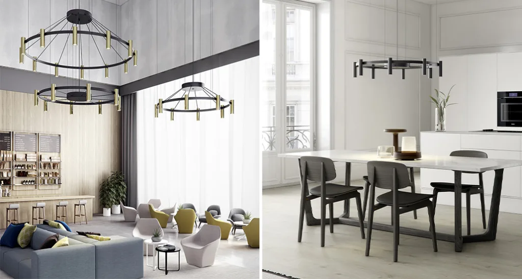 laverd suspension lamp is a contemporary led suspension lamp with metal structure and is suitable for contract and hospitality spaces.