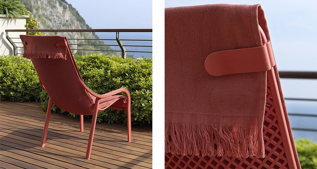 Net lounge chair is a contemporary outdoor lounge chair in fibreglass with contract and hospitality projects.