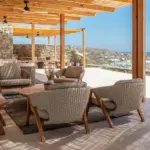 Knit Collection is a contemporary outdoor furniture collection with teak and rope frame and is placed in contract hospitality spaces.