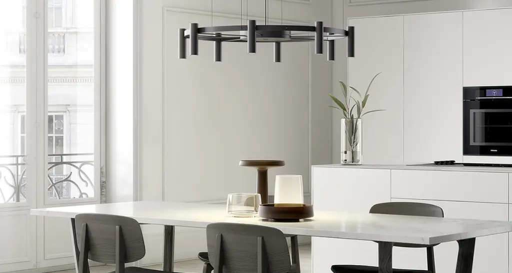 laverd suspension lamp is a contemporary led metal suspension lamp placed in contract hospitality space.