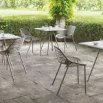 Niwa Chair is a contemporary outdoor dining chair with aluminium frame and is suitable for contract and hospitality spaces.