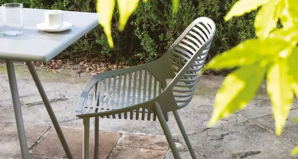 Niwa Chair in a contemporary outdoor Space.