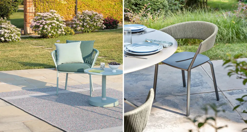 Ria dining armchair and Ria lounge armchair is a contemporary outdoor dining armchair and lounge armchair and is suitable for hospitality and contract spaces.