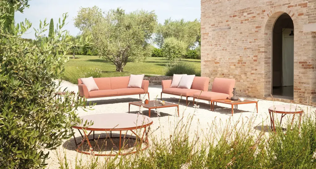 new joint collection is an outdoor collection consisting of modular sofa, coffee table etc made of aluminium frame and is suitable for contract and hospitality spaces.