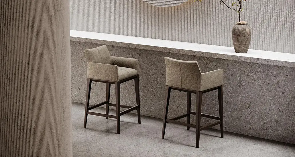 carter counter chair is a contemporary fabric upholstered counter chair and is suitable for contract and hospitality spaces.